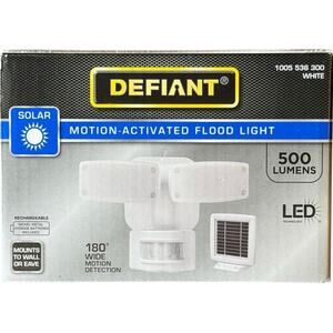Defiant 500 Lumens 180° White Solar Powered Motion Activated Outdoor LED Light